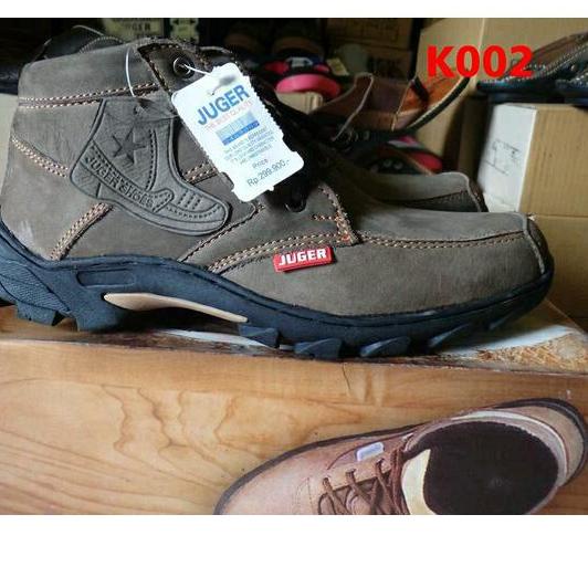 Flash Sale ツ SEPATU JUGER BOOTS ORIGINAL KULIT SAPI ASLI GREY