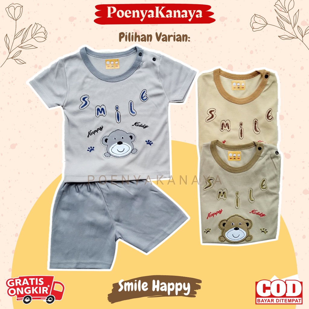 Setelan Baju Bayi Pendek Laki Laki EDRYCA WARNA COKELAT 3-12 Bulan STL06