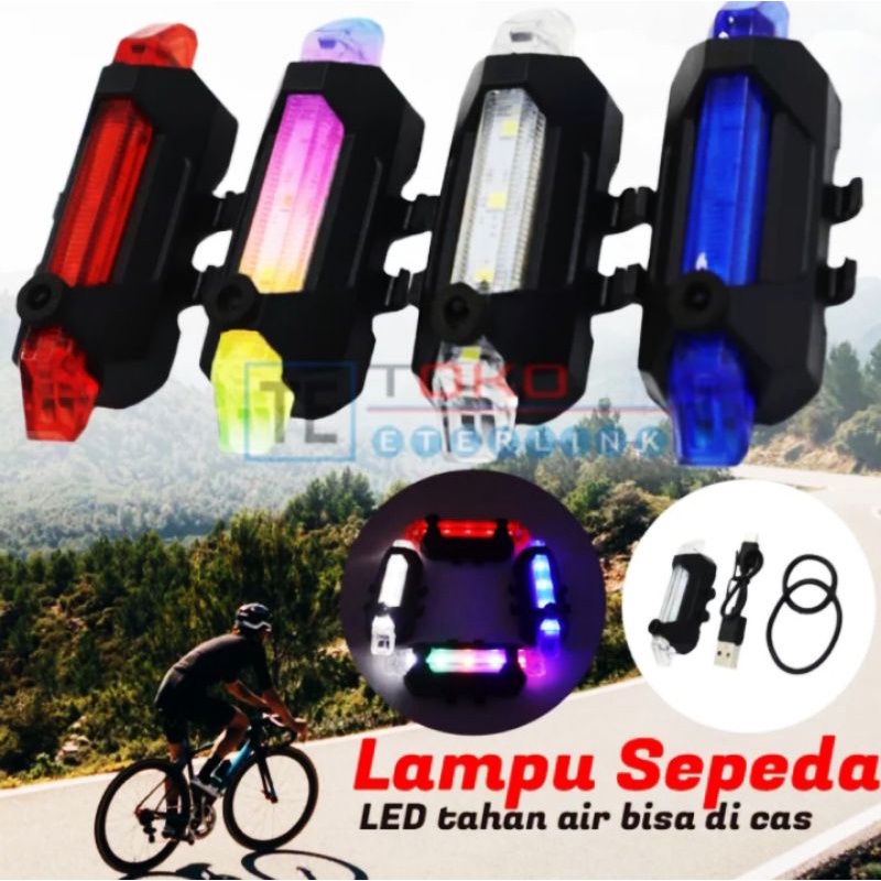 LAMPU BELAKANG SEPEDA LED TAIL LIGHT USB RECHARGEABLE