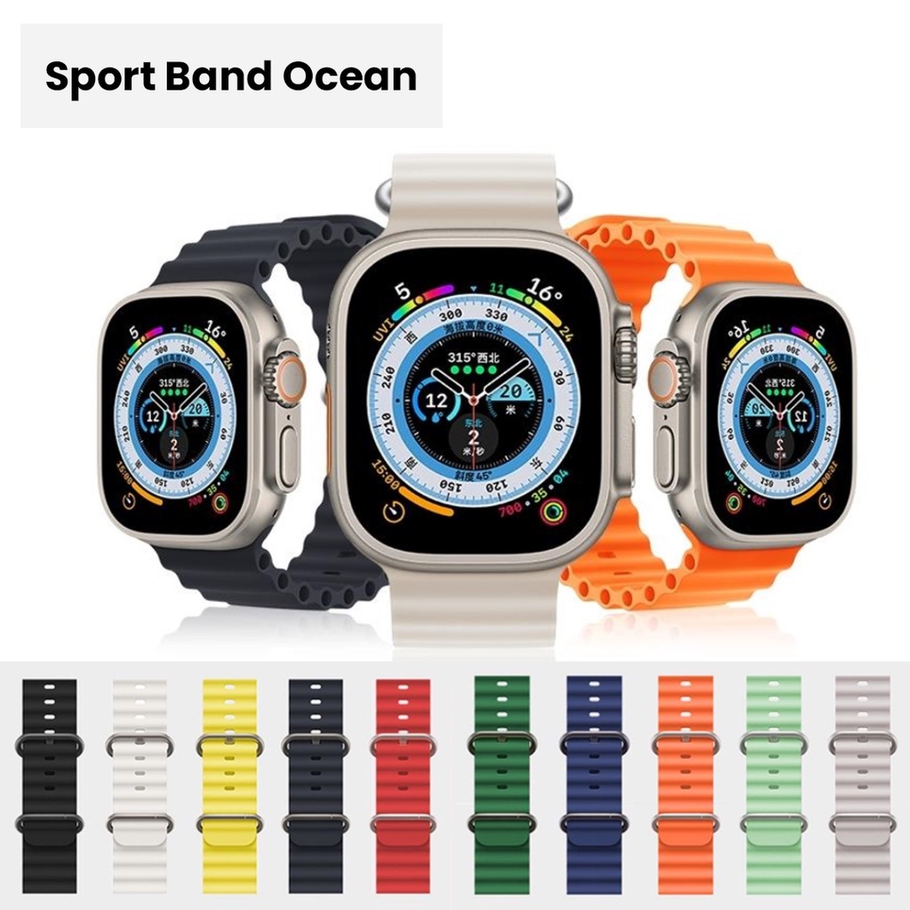 Apple Watch 8/7/6/5 Tali Jam Tangan Iwatch 38mm 42mm Ocean Strap Bergelombang