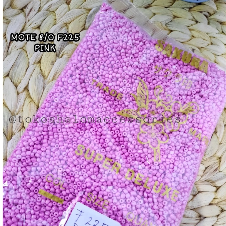 450 GR MOTE PASIR 8/0 F225 PINK DOP/MANIK /KERAJINAN TANGAN GELANG DAN KALUNG /MONTE /DIY
