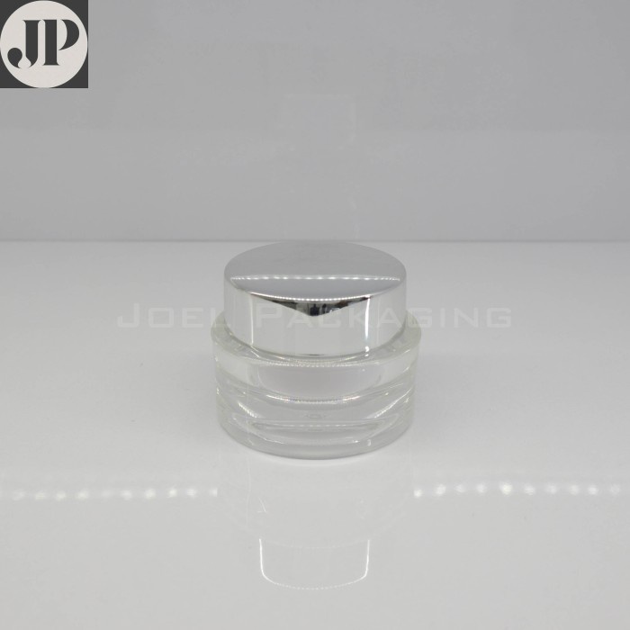 POT ACRYLIC 20GR CREAM JAR LIST SILVER WHITE CLEAR 20 GR LUXURY ROUND
