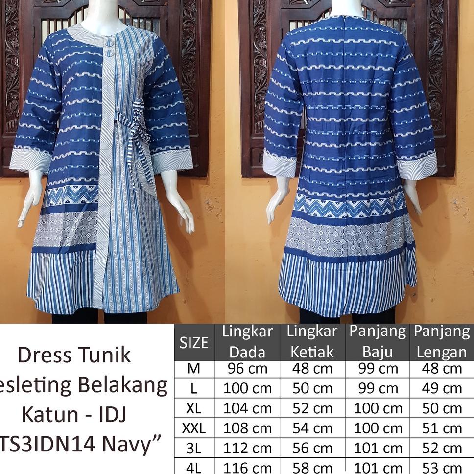 NEW Tunik Batik MOSA Atasan Wanita Panjang Lengan 7/8. Tali Samping Modern Motif Asli - TS 03 {PRW.2