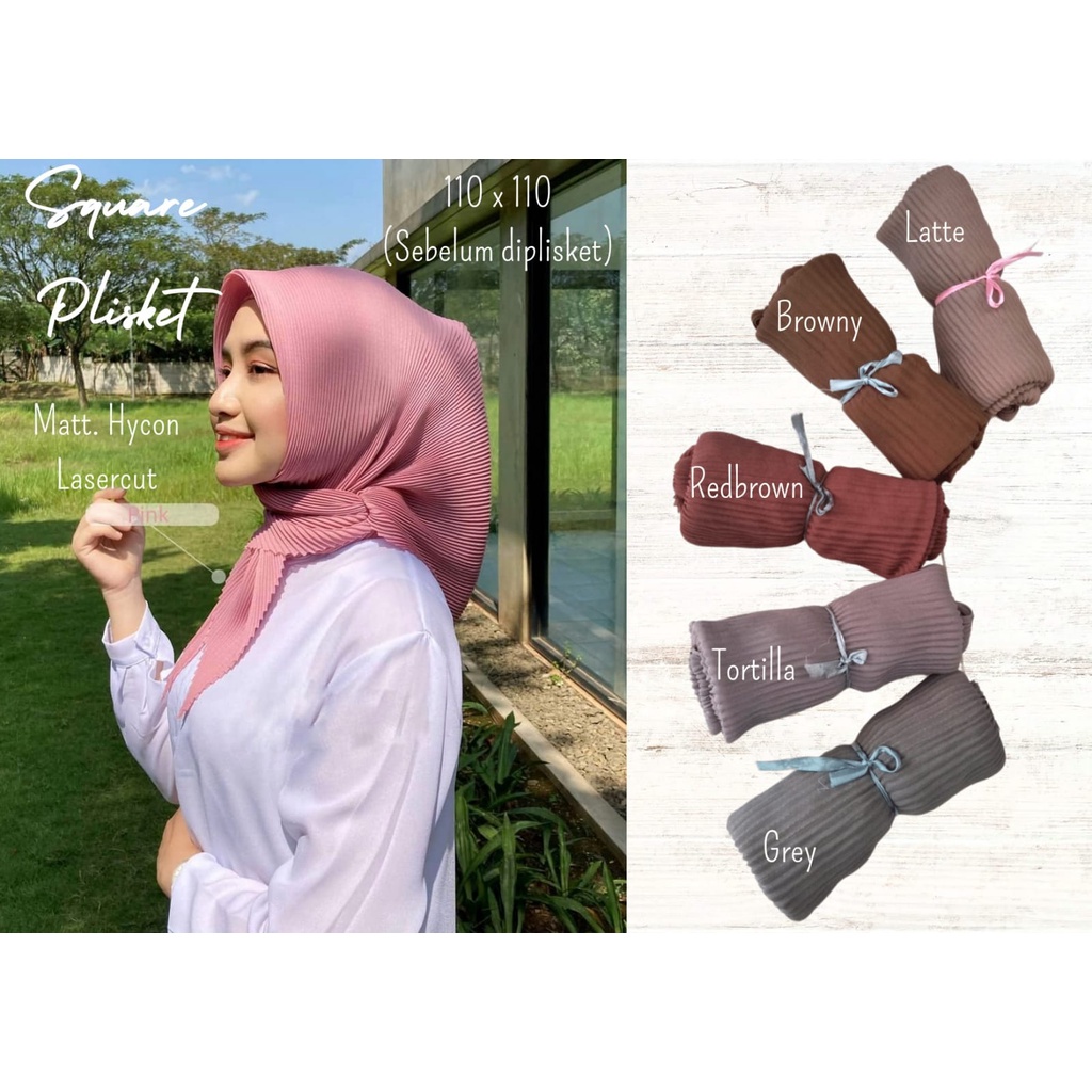 (PROMO) Jilbab SegiEmpat Polos Premium Model Plisket