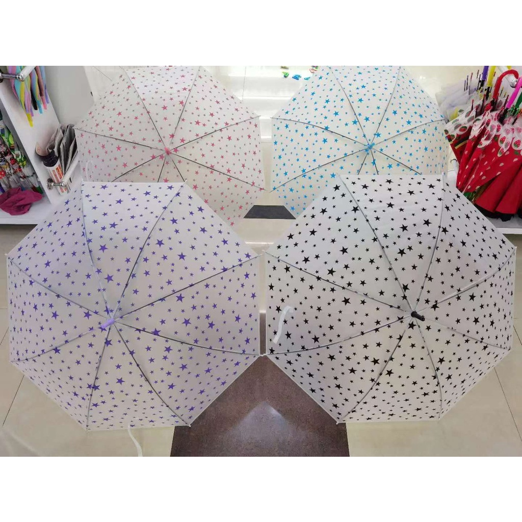 Viral - Payung Hujan Korea Import Transparan Motif Elegan Cantik Cute A01 - A05
