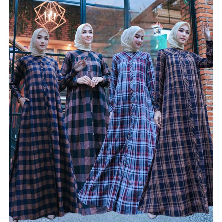 DRESS MUSLIM GAMIS SYAR'I PREMIUM  IMPORT ORIGINAL KATUN FLANEL PAKAIAN MUSLIM  WANITA GAMIS  MOTIF 