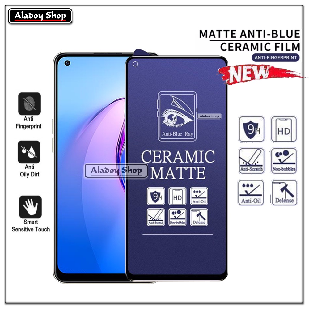 PAKET 3IN1 Anti Gores Blue Matte Anti Glare Oppo Reno 8 4G + Tempered Glass Camera dan Skin Carbon