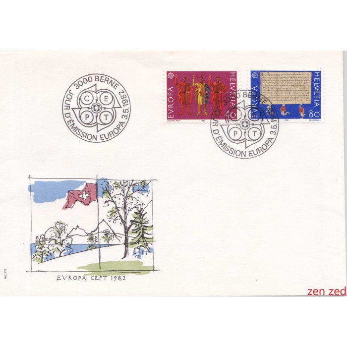 

A542 Prangko Swiss FDC 1982 EUROPA Stamps - Historic Events 1 Pcs