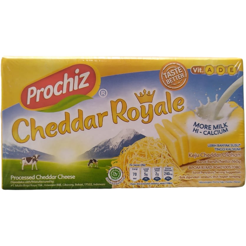 

CHEDDAR CHEESE | PROCHIZ CHEDDAR ROYAL CHEESE 160G | KEJU MUDAH DIPARUT