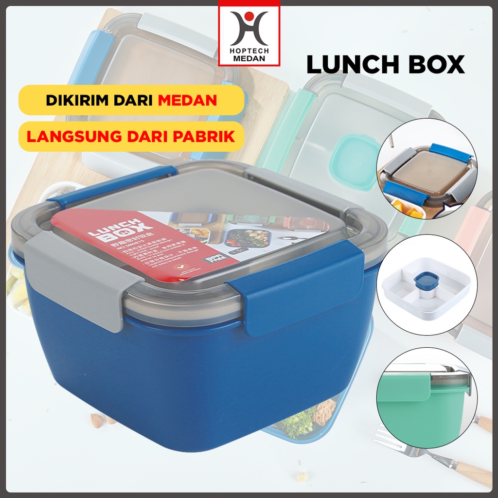 Lunch Box Tingkat dan 4 sekat | Kotak Bekal Bahan Plastik PP Kokoh