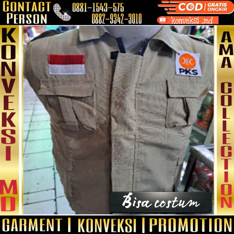 Rompi partai pks/rompi relawan partai PKS/rompi pks full bordir