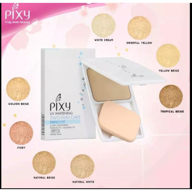 pixy uv whitening perfect fit two way cake / bedak padat pixy kaca
