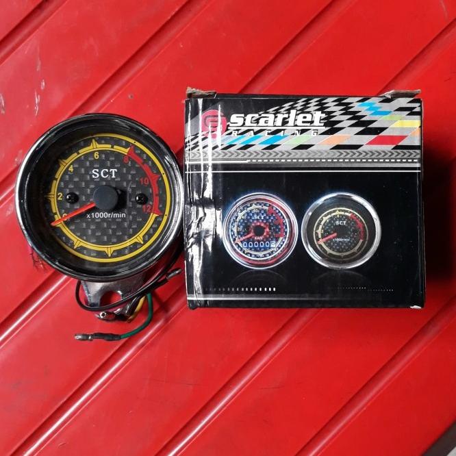 Rpm Tachometer Motor Scarlet Universal Bulat Chrome Kecil Jarum Led