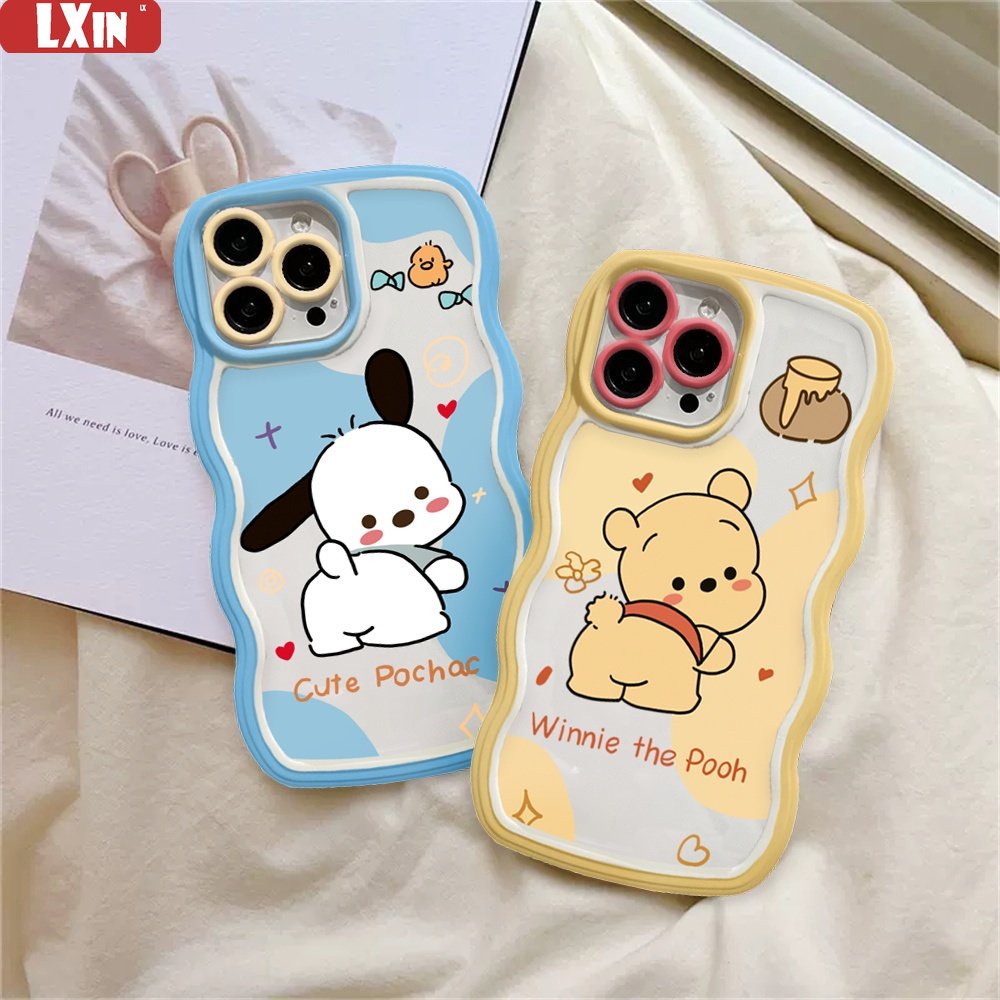 Casing TPU Motif Lucu Case Realme 10c30 C33 C31 C35 C21Y C25Y RealmeC11 C25 C17 C15 C12 C3 C2 Realme 8i 7i 5 5i 6i 7 Pro Kartun Lucu Pochacco Dan Winnie the Pooh Wave Edge