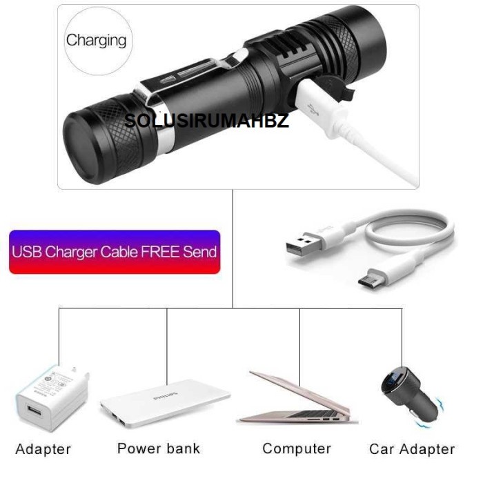 SENTER POLISI CHARGER USB POLICE 6200 LUMENS DAPAT DICHARGE