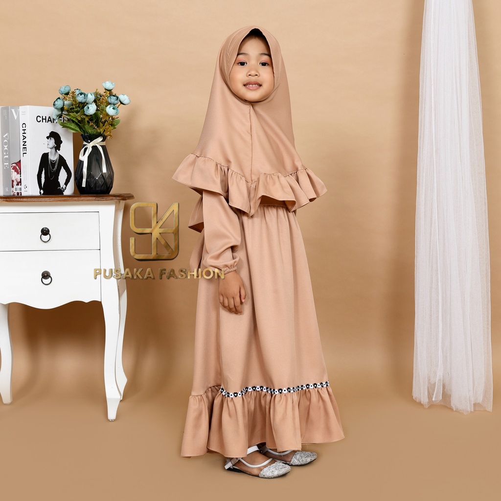 NAISYA KIDS baju gamis anak perempuan muslim pakaian syari set hijab putih khimar modern murah ADA 6 WARNA BISA BUAT ANAK 2 SAMPAI 9 TAHUN fashion muslim kid warna putih hitam wardah moca lilac bata gaun anak muslim long dres mengaji manasik