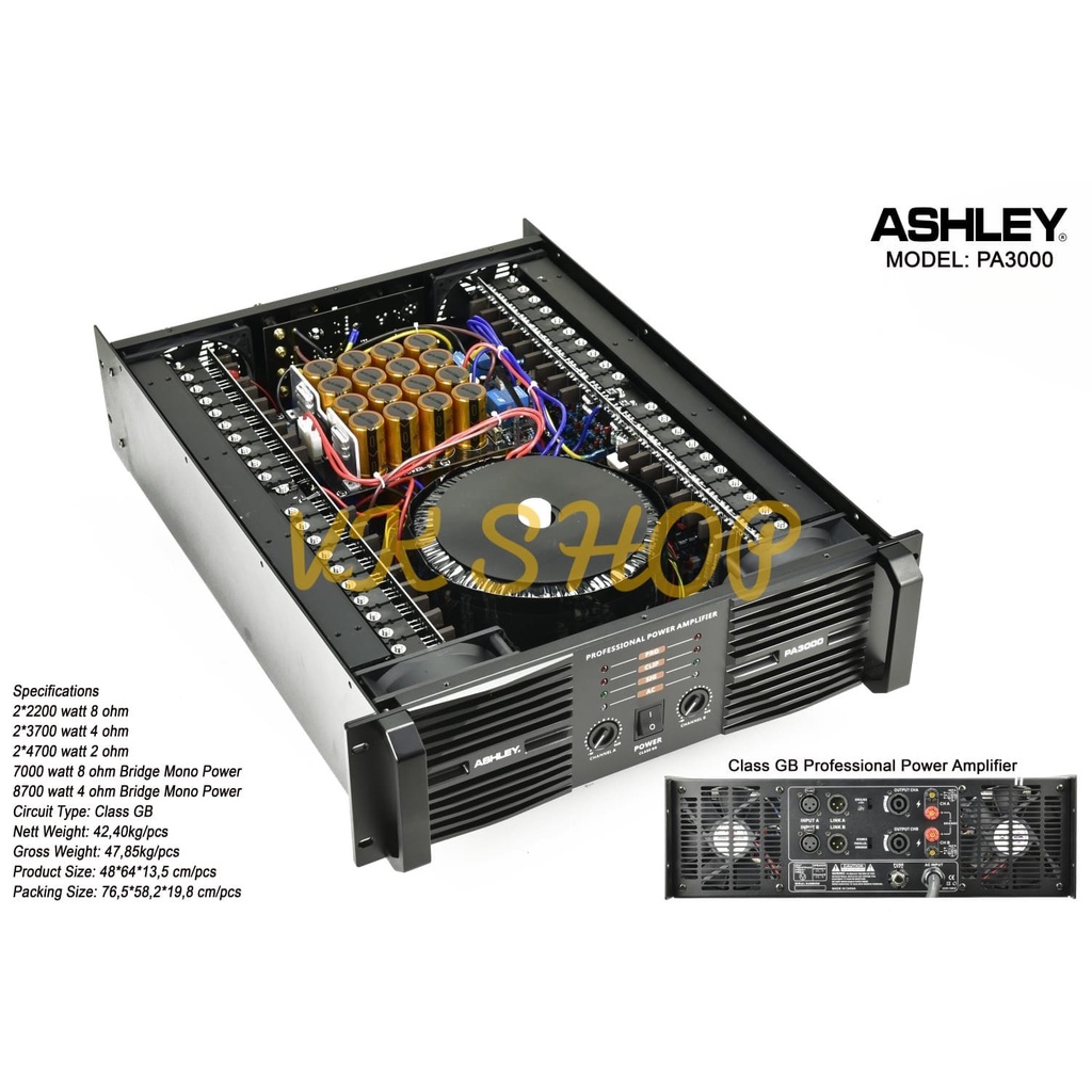 POWER AMPLIFIER ASHLEY PA3000 ASHLEY PA 3000 ORIGINAL CLASS GB