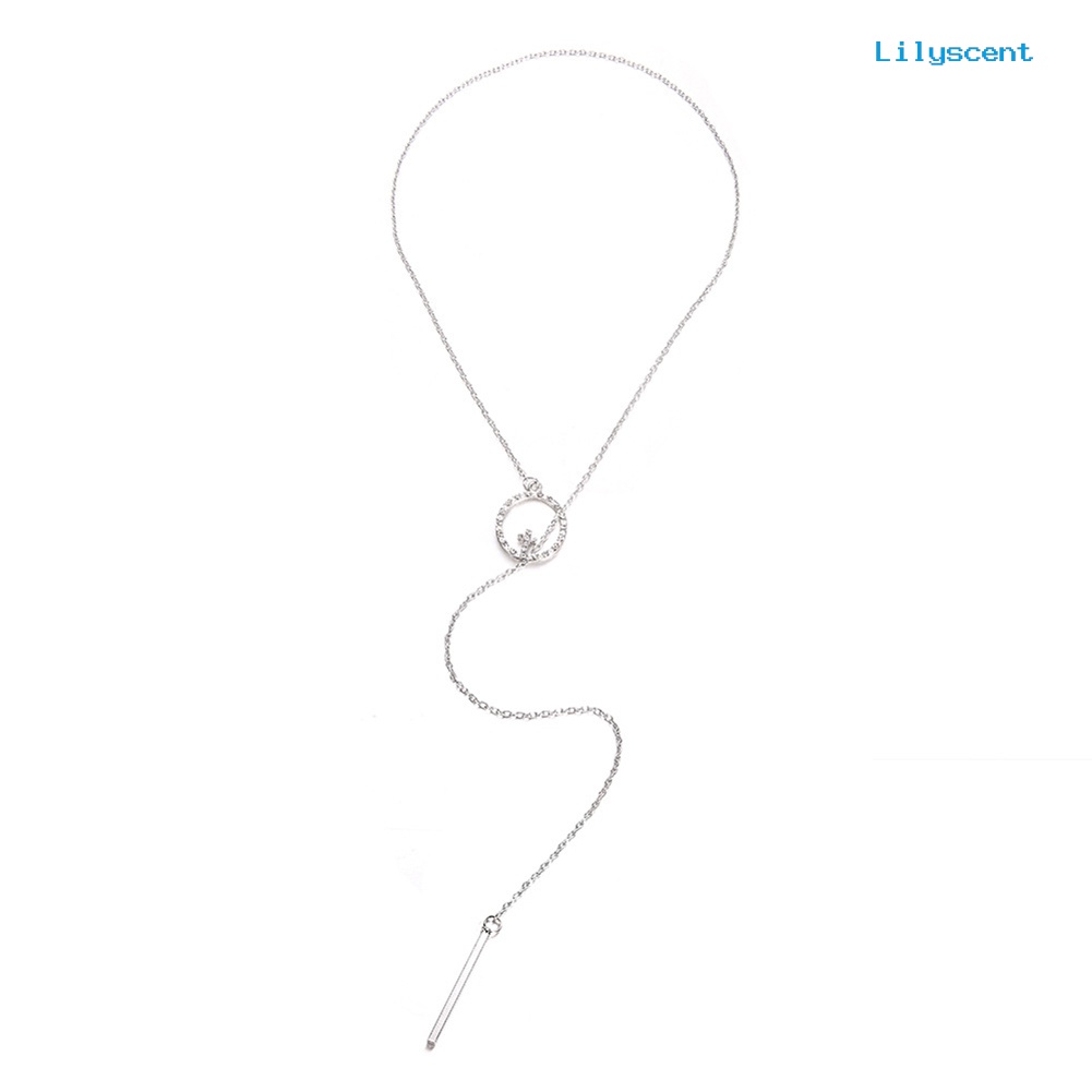 [LS] Fashion Wanita Lingkaran Cross Bar Liontin Kalung Perhiasan Rantai Pesta