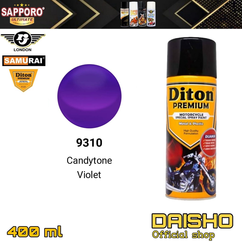 DITON PREMIUM 400ml CANDYTONE VIOLET CANDY TONE 9310 cat semprot spray paint pilox pilok