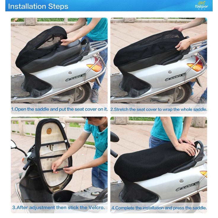 SARUNG JOK JARING MOTOR L/XL/XXXL Pelindung Panas Pada Jok Motor Dari Sinar Matahari - Warna Hitam -