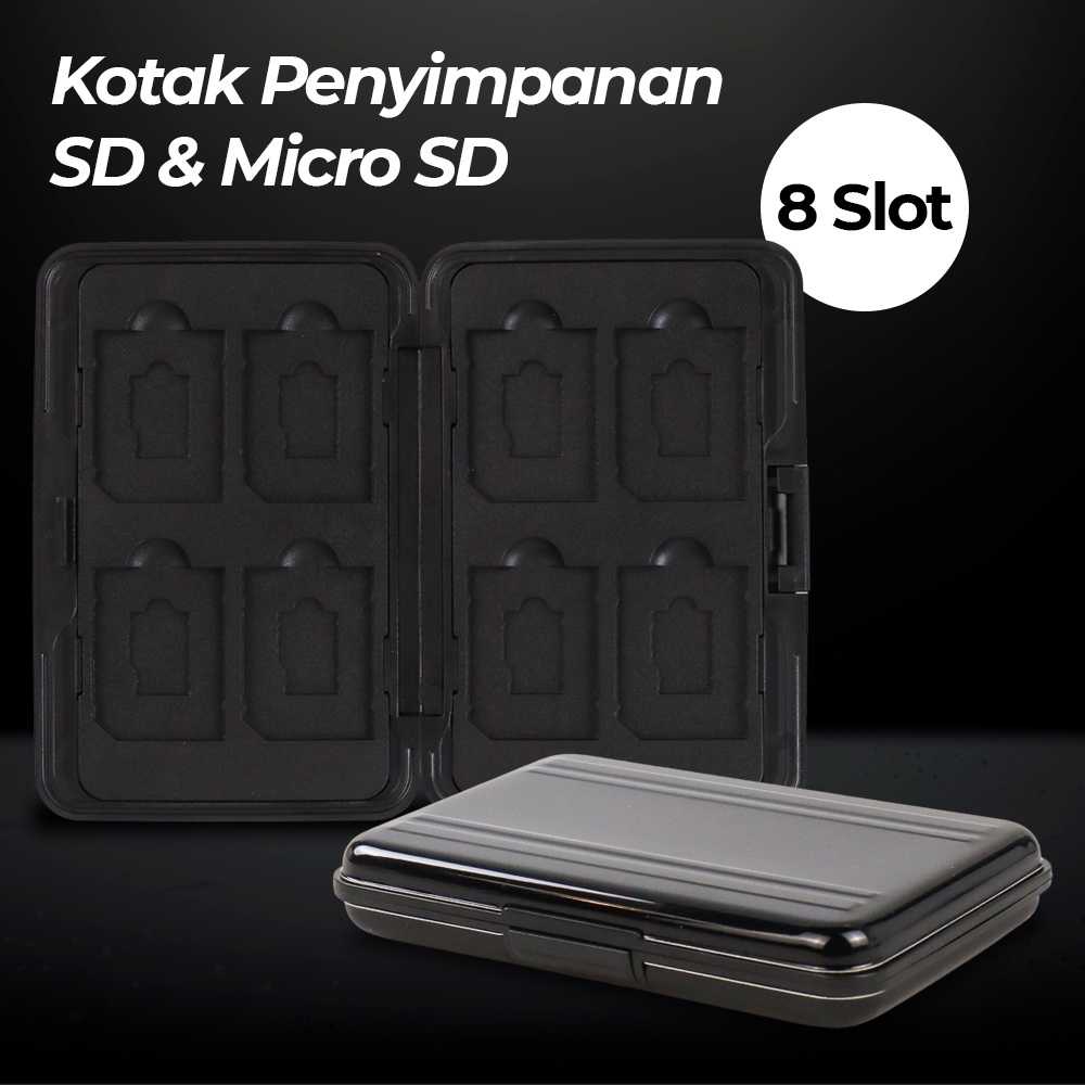 Kotak Metal Penyimpan SD &amp; Micro SD 8 Slot - OMCS71KK Black/Black