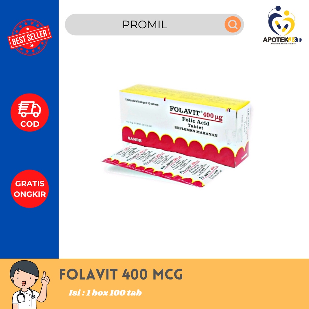 FOLAVIT 400 MCG PER BOX DAN FOLAVIT 1000 / VITAMIN ASAM FOLAT 400 MG DAN 1000 MG SANBE / OBAT PROMIL / SUPLEMEN IBU HAMIL