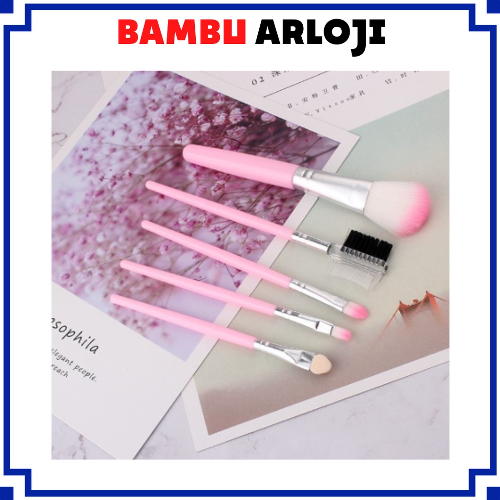 BAJ Termurah 5pcs/set Kuas Make Up Brush Kuas Makeup Eyebrow Brush Blush on Brush Eyeshadow Brush Sponge AK011