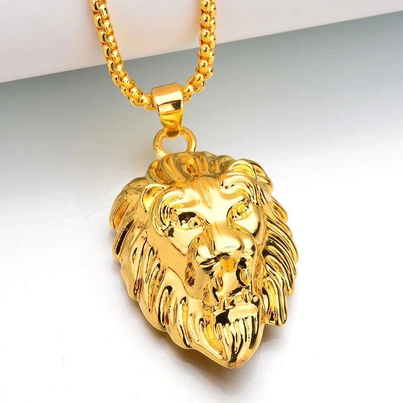 2022fashion Kepala Singa Liontin Kalung Unisex Kepribadian Lion King Liontin Kalung Vintage Sweater Rantai Fashion Perhiasan Hadiah Grosir