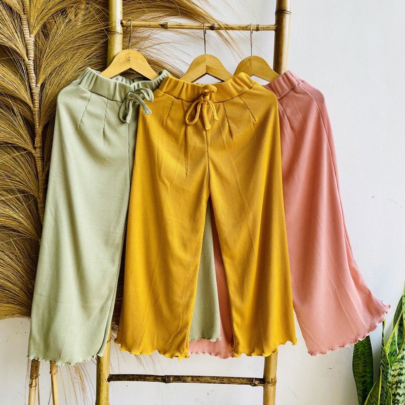 Celana Anak Perempuan KULOT Rib Curly Ruffle Knit Tee | Celana Bawahan Anak Perempuan Bahan Rib Knit