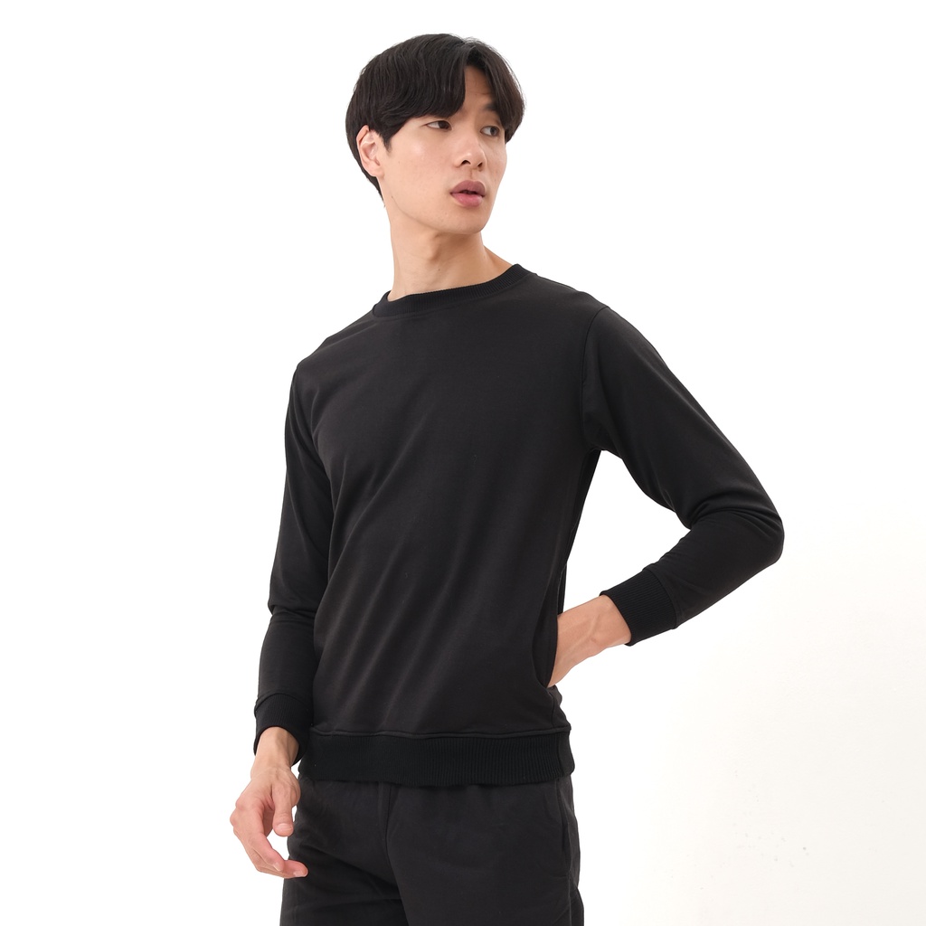 SANVANINA Sweater Crewneck Black Unisex | Sweatshirt Polos Hitam C-01A