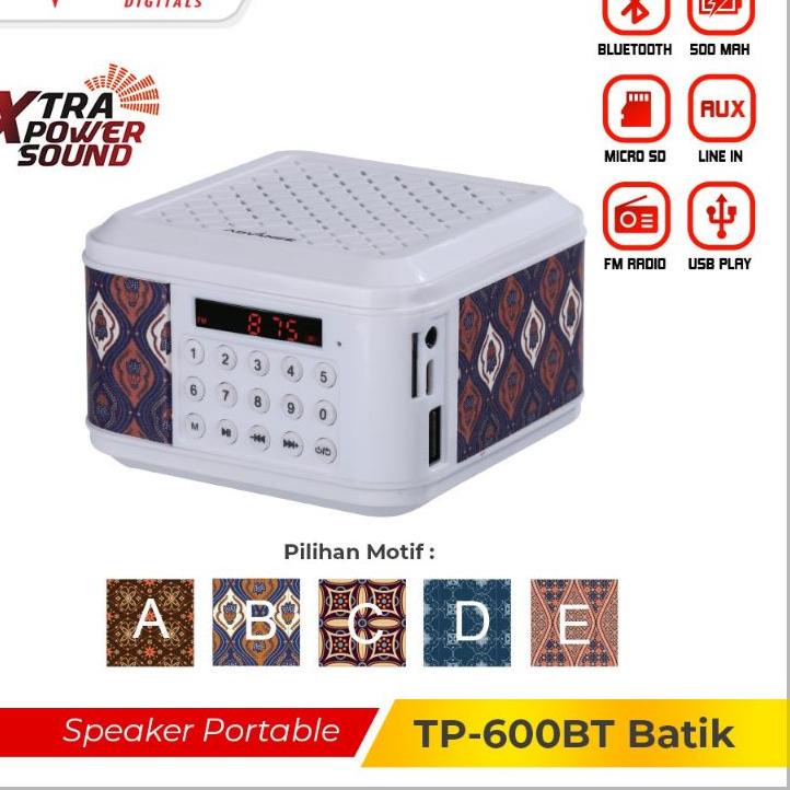 Lagi Tren.. Speaker Advance TP-600 BT / TP600 Bluetooth Portable Varian Batik / TP 600BT