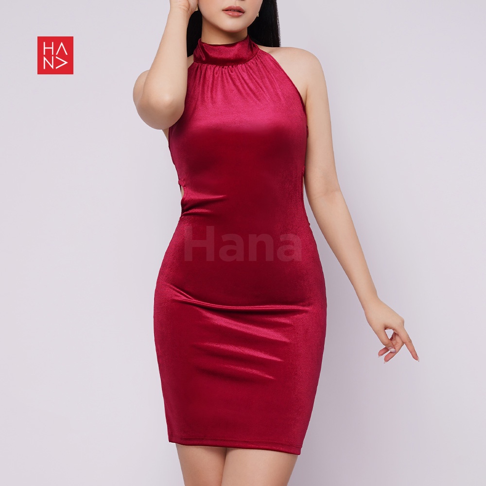 HanaJKT - Sherin Halter Mini Dress / Dress Bodycon Merah - CD094