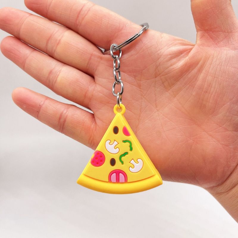 Gantungan Kunci Fast Food Burger Pizza Hotdog French Fries - Ganci Souvenir Import 3D High Quality