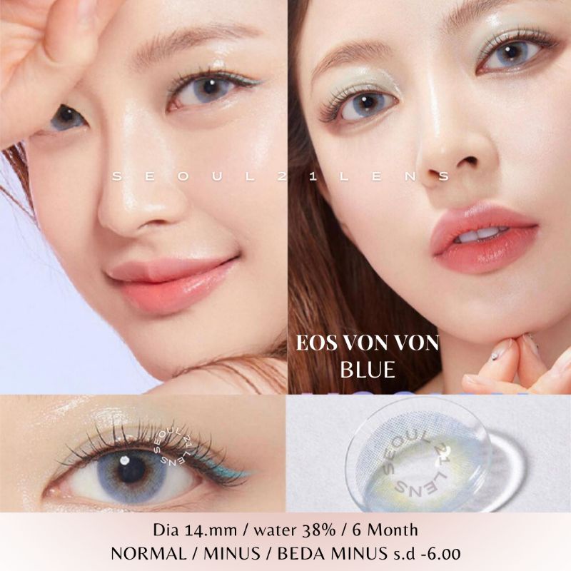 SOFTLEN EOS VONVON BROWN NORMAL MINUS s.d -8.00 ( KEMENKES )softlen natural dia.14mm