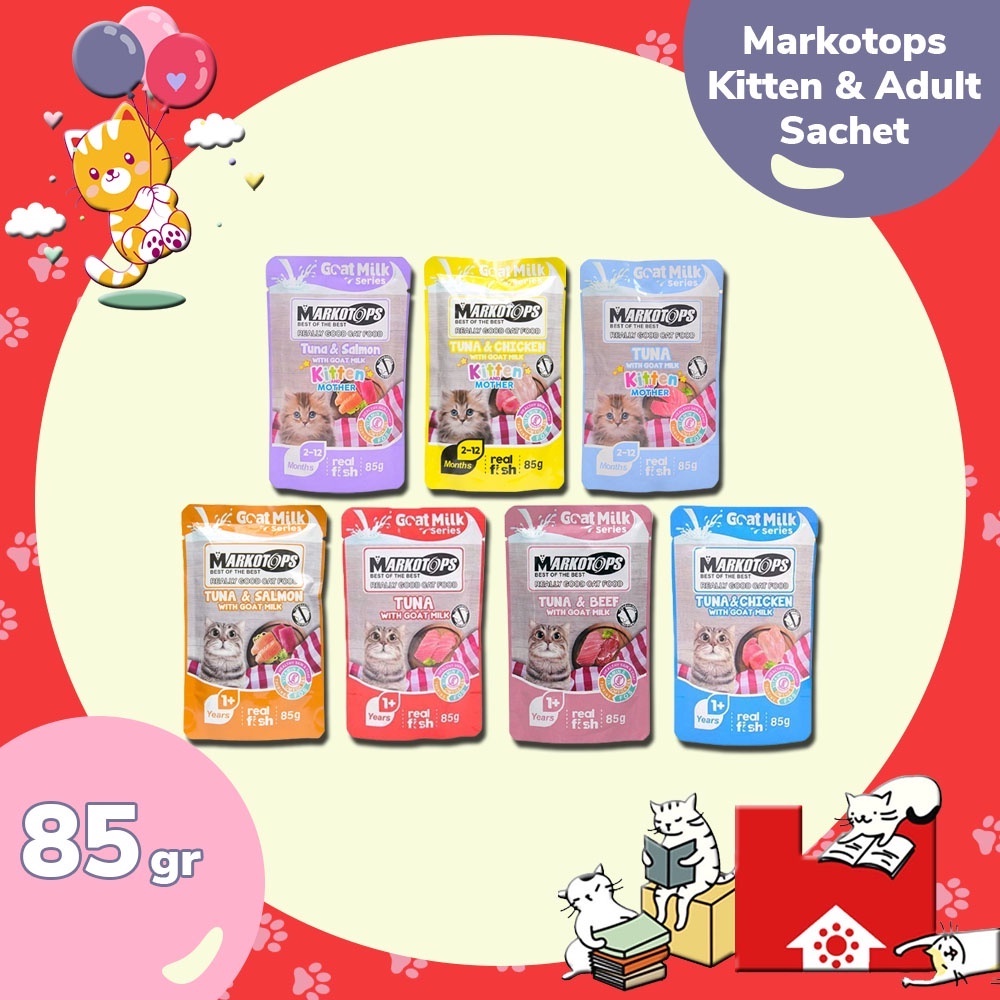 Markotops Pouch Kitten &amp; Adult 85gr - Makanan Kucing Wet Food