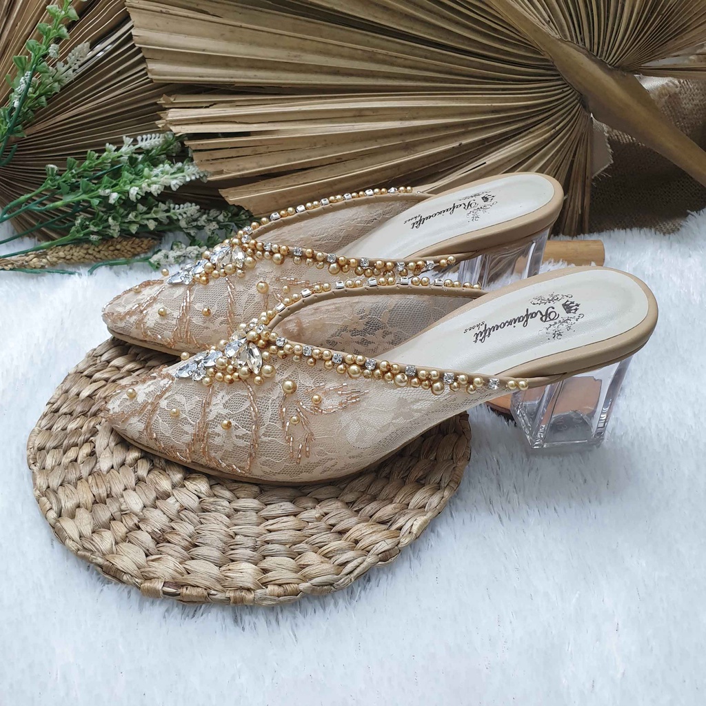 sepatu Rafaizoutfit sepatu wedding Alena  nude tinggi 7cm kaca