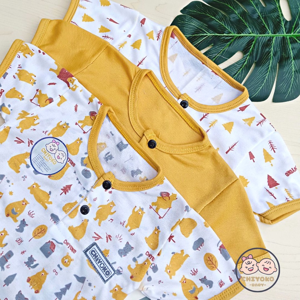 3 Pcs Jumper Bayi Jumpsuit Segitiga SERIAN MUSTARD Chiyoko Baby