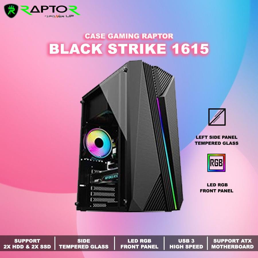 Casing Gaming Power UP RAPTOR 1615 With Led Strip RGB - Casing Gaming