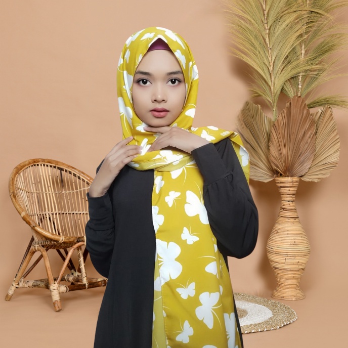Pashmina Satin Motif Butterfly