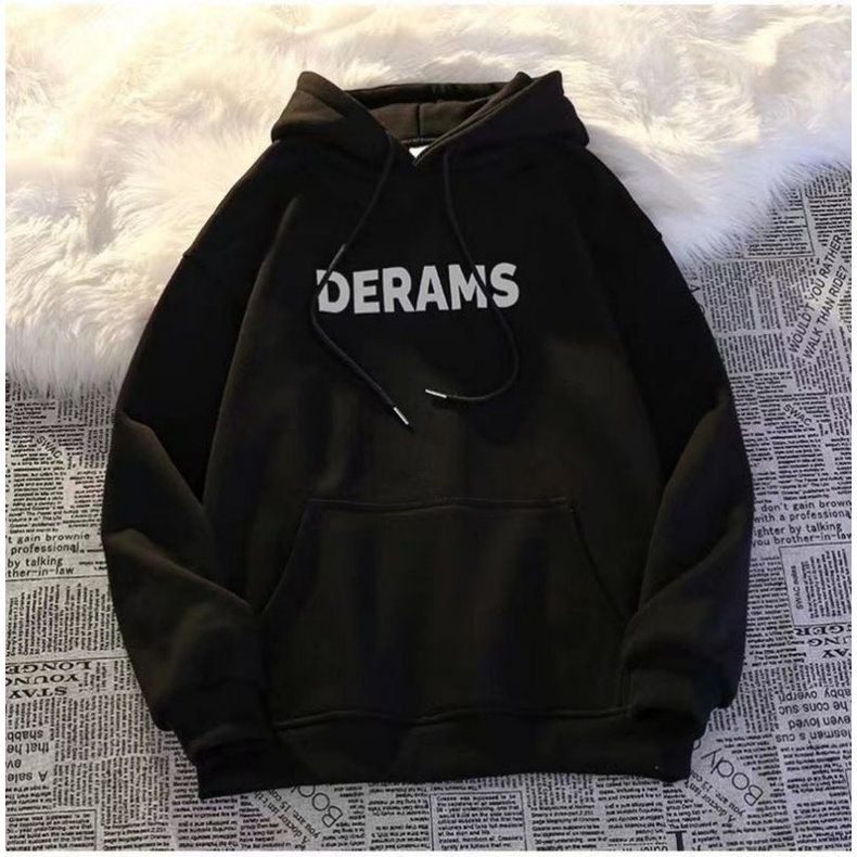 Hoodie BIG SIZE Korean Harajuku Style (S - 6XL) Jacket Oversize Boy Girl DERAMS DREAMS Unisex Jumbo Jaket Brown Coklat Tua Dusty Pink Cream Krem Grey Black  M L XXL 2L 3L XXXXL 5XL Cream Jaketin aja