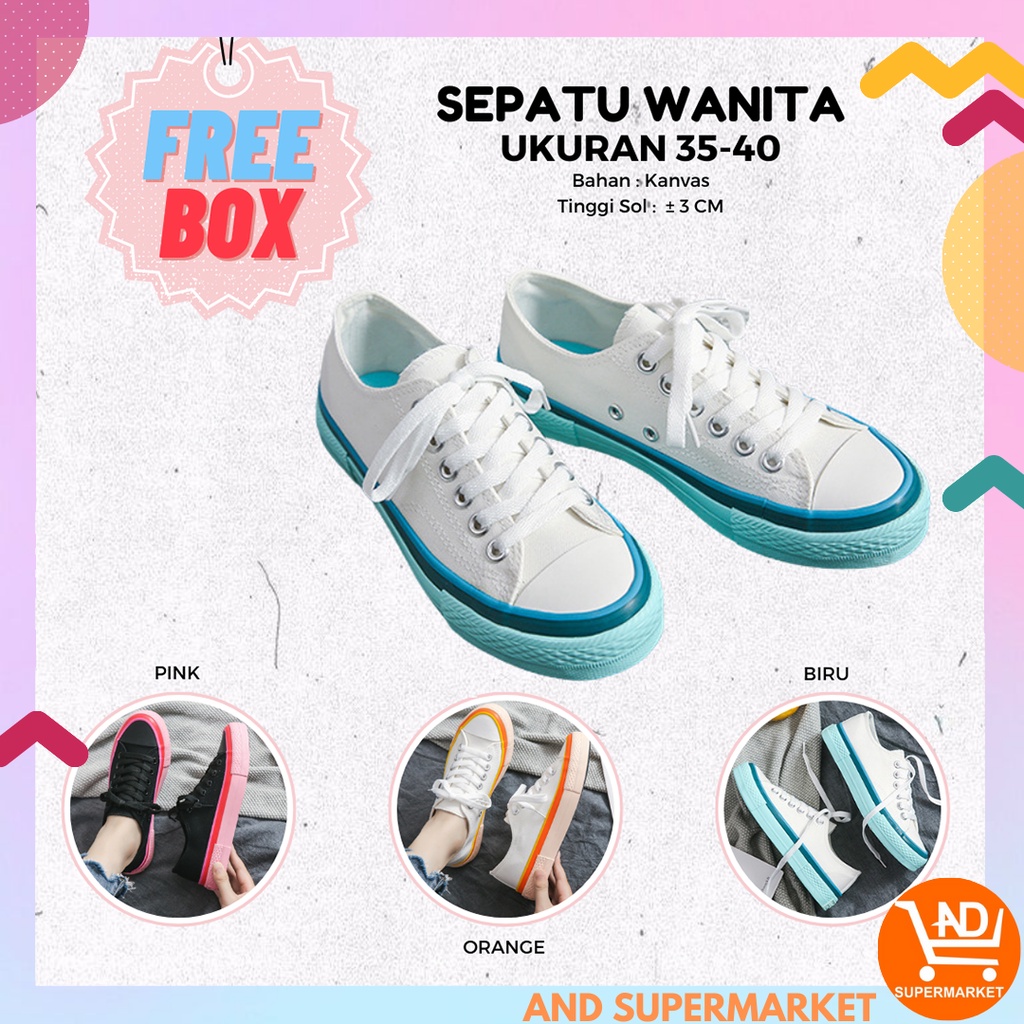 AND / COD / Sepatu Sneakers Wanita Import Sepatu Kanvas Tali Sepatu Casual Cewek Fashion Sepatu Wanita Hitam SPT-47