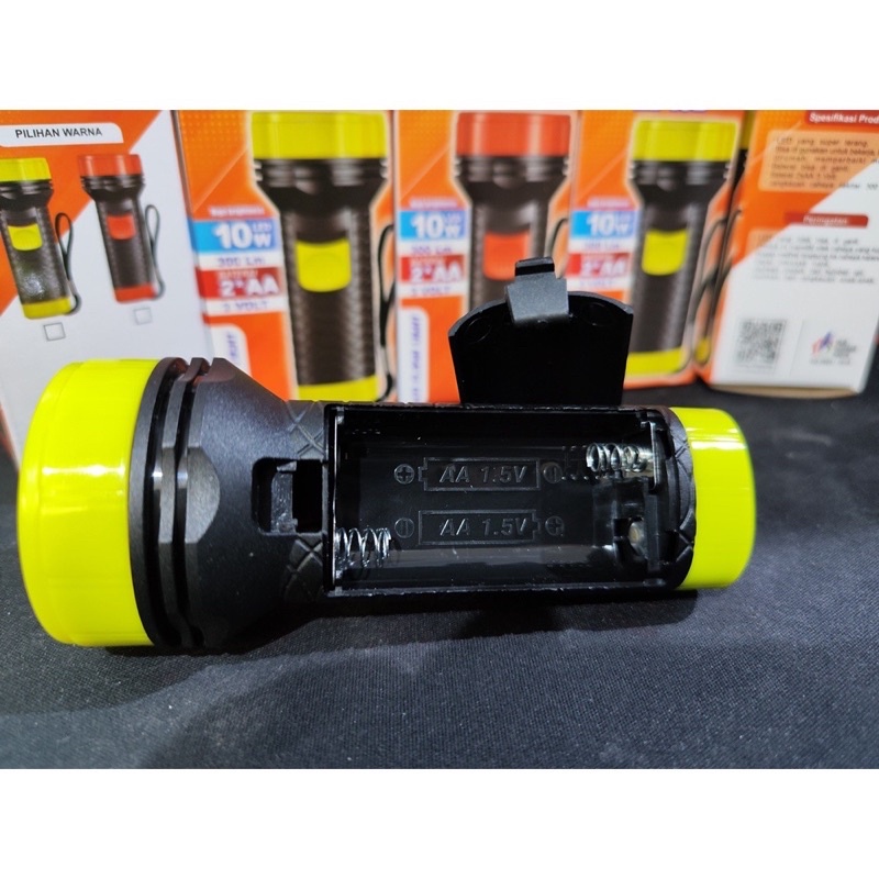 Lampu Senter Tangan LED 10W Senter Gunung Kecil Baterai Flashlight 10 Watt Senter Tangan Baterai