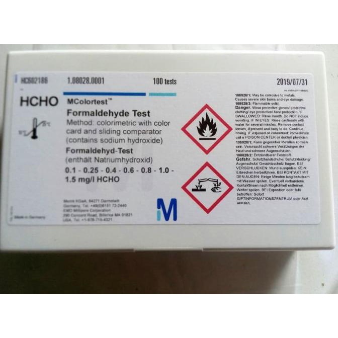 MColortest Formaldehyde Test Merck 1.08028.0001 Range 0.1-1.5 mg/l