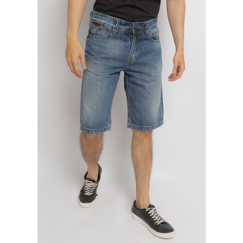 Jeans Pendek Pria Original Lois CFD058D / Black Ripped