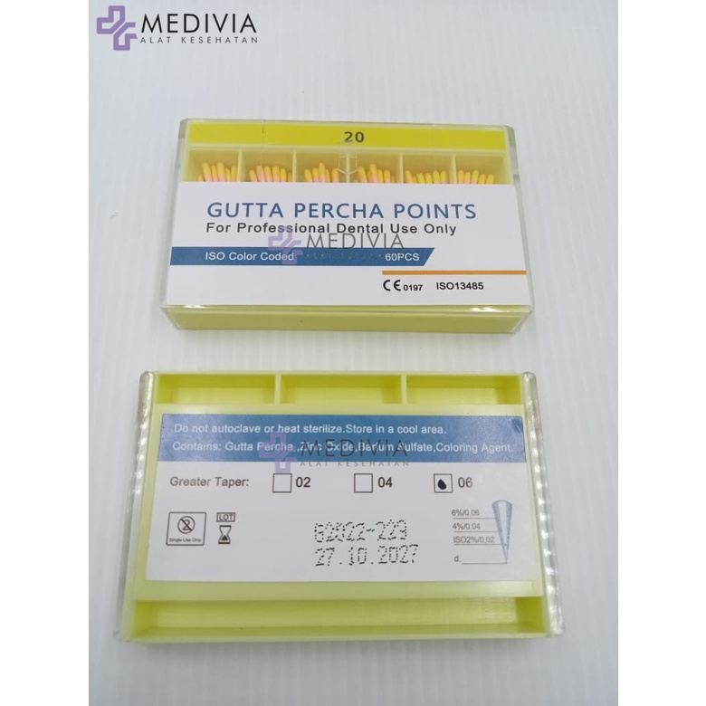Gutta percha points protaper metabiomed taper 06 6% 04 4% 25.06 20.06 25.04