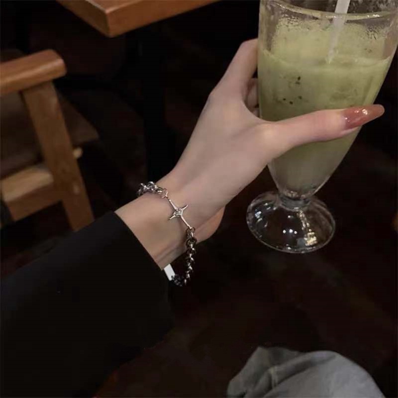 Gelang Bintang Salib Gelang Rantai Tebal Untuk Pria Dan Wanita Hip Hop Street Jewelry