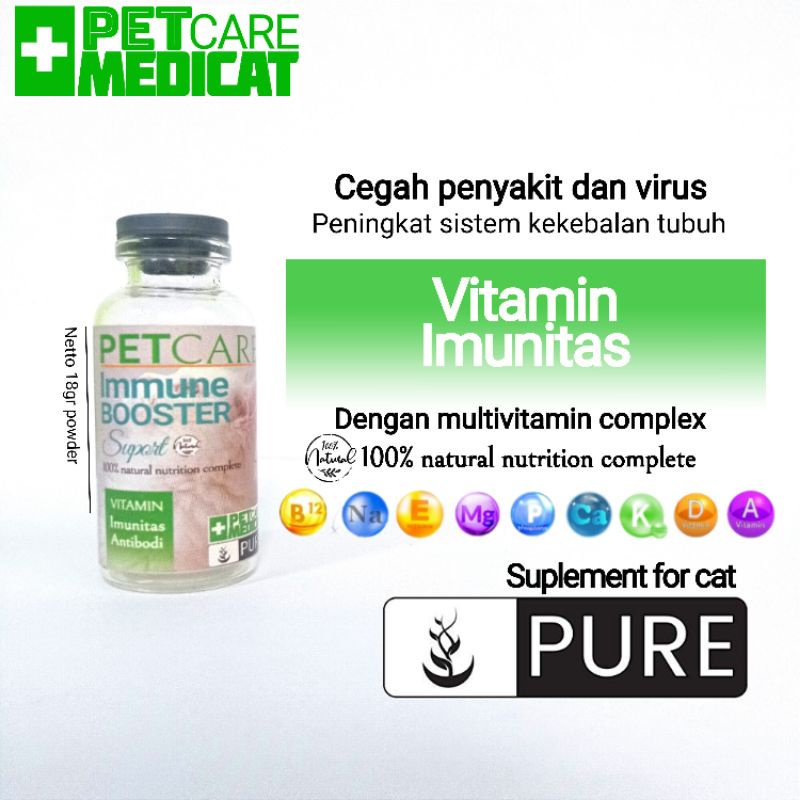 vitamin imunitas kucing petcare immune booster vitamin peningkat daya tahan tubuh kucing vitamin kucing vitamin imun kucing