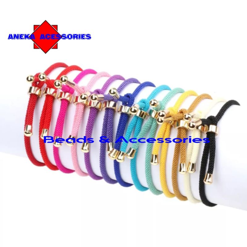 GELANG TALI Serut polos untuk charm liontin Huruf inisial Nama atau Emas