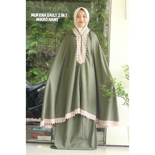 Mukena Dewasa Daily 2 in 1 Renda arabian Free Tas cantik