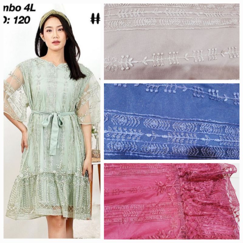 dress brokat super jumbo/dress brokat tile jumbo/dress pesta jumbo/dress kondangan